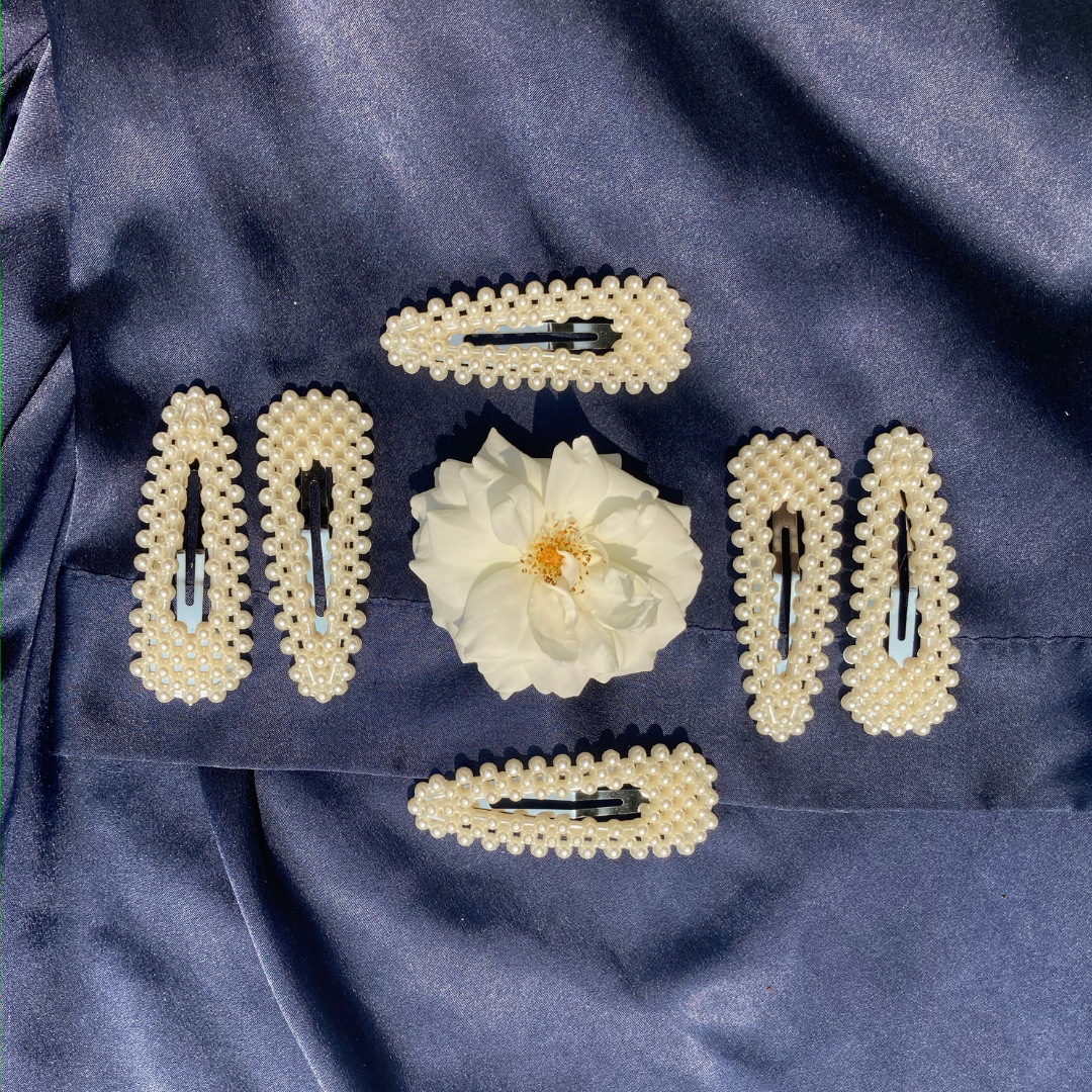 Pearl Hair Clips - Barrettes Duo