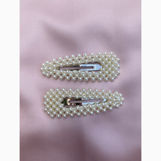 Pearl Hair Clips - Barrettes Duo